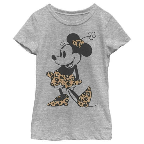 Girl's Minnie Mouse Leopard Outfit Graphic Tee Athletic Heather X Large