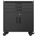 thumbnail image 3 of Hassch Tool Cabinet with Wheels, Storage Cabinet with Lockable Doors and 3 Doors, Metal Cabinet with Adjustable Shelf for Garage, Warehouse, Workshop, Black, 3 of 11
