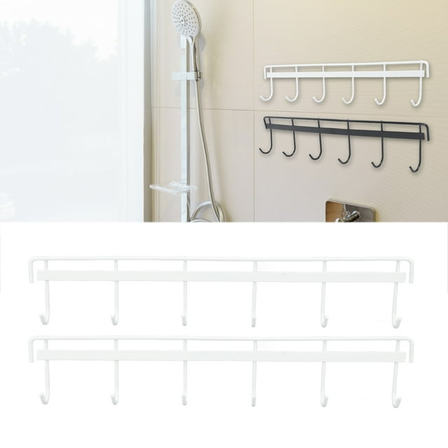 2pcs Wall Mounted Coat Rack, Stainless Steel Coat Hook with 6 Hangers Coat Hook Rail for Hat Towel Backpack Robes
