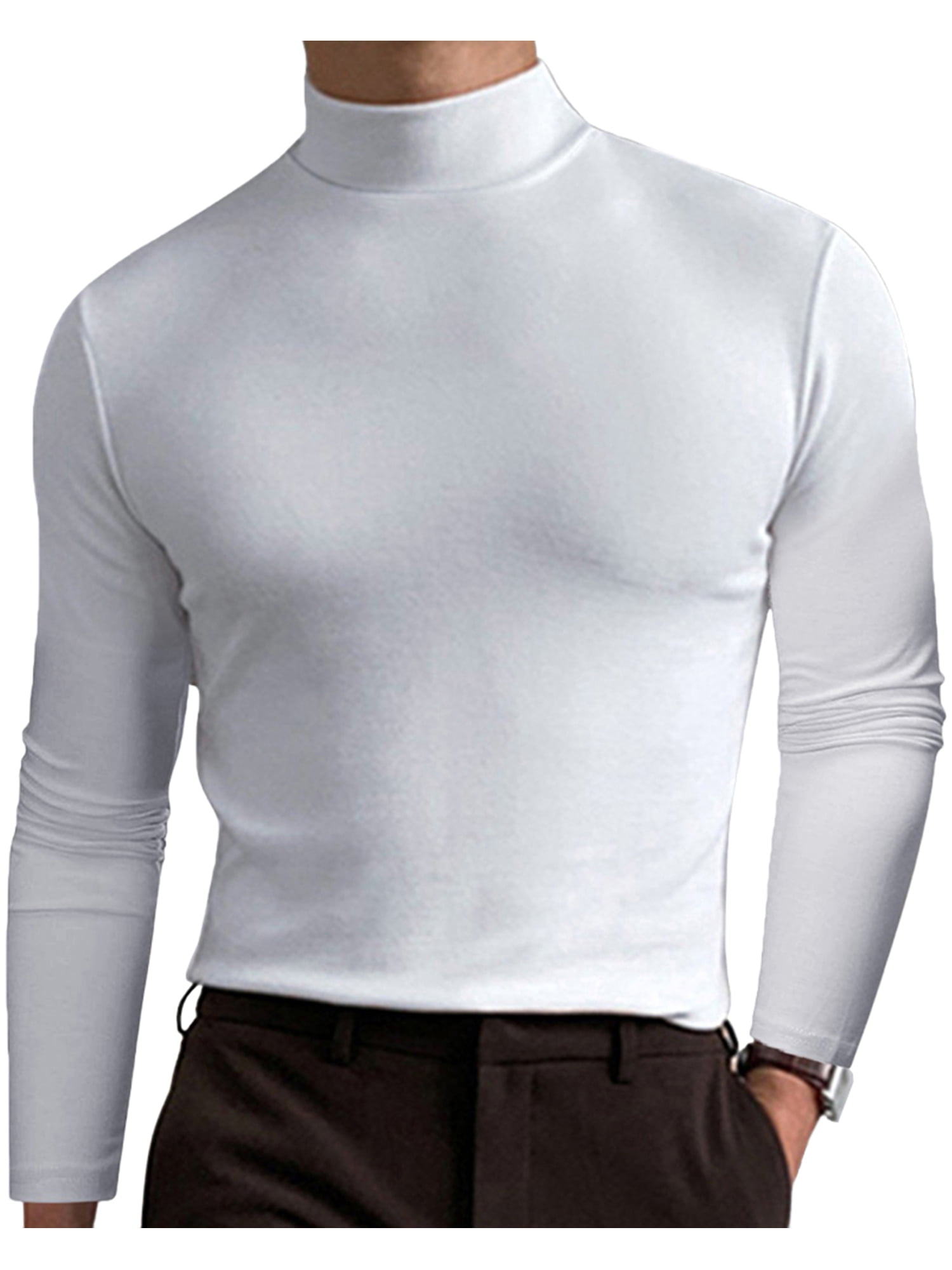 JustVH Men Casual Warming Mock Neck Knitted Pullover Jumper Sweater