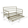thumbnail image 3 of Twin Size Metal Frame Daybed with Trundle,Heavy Duty Steel Slat Support Saving Space Bed Sofa,Bedroom Living Room Furniture for Guest,No Spring Box Needed, Bronze Finish, 3 of 7