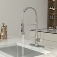 thumbnail image 2 of Logmey Put Down Kitchen Faucet High Arch 360° Rotation Single Handle Brushed Nickel Kitchen Sink Faucet with Deck, 2 of 7