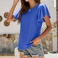 thumbnail image 6 of Scyoekwg Summer Casual Tops for Women Trendy Short Sleeve T Shirts Tshirt Crewneck Ruffle Sleeve Going Out Tops Classic Solid Color Loose Comfy Blouse Tunic Tops (Blue,XXL), 6 of 6
