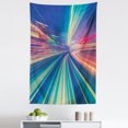 thumbnail image 1 of Abstract Tapestry, Speed Concept Technology Themed Artwork Blurred Look Urban Road, Fabric Wall Hanging Decor for Bedroom Living Room Dorm, 5 Sizes, Seafoam Night Blue and Coral, by Ambesonne, 1 of 1