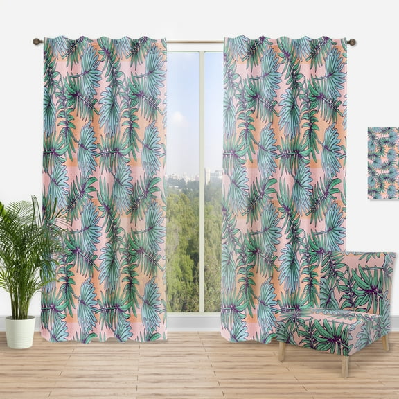Designart 'Tropical Plants With Summer Colorful HawaIIan Pattern' Tropical Curtain Panel