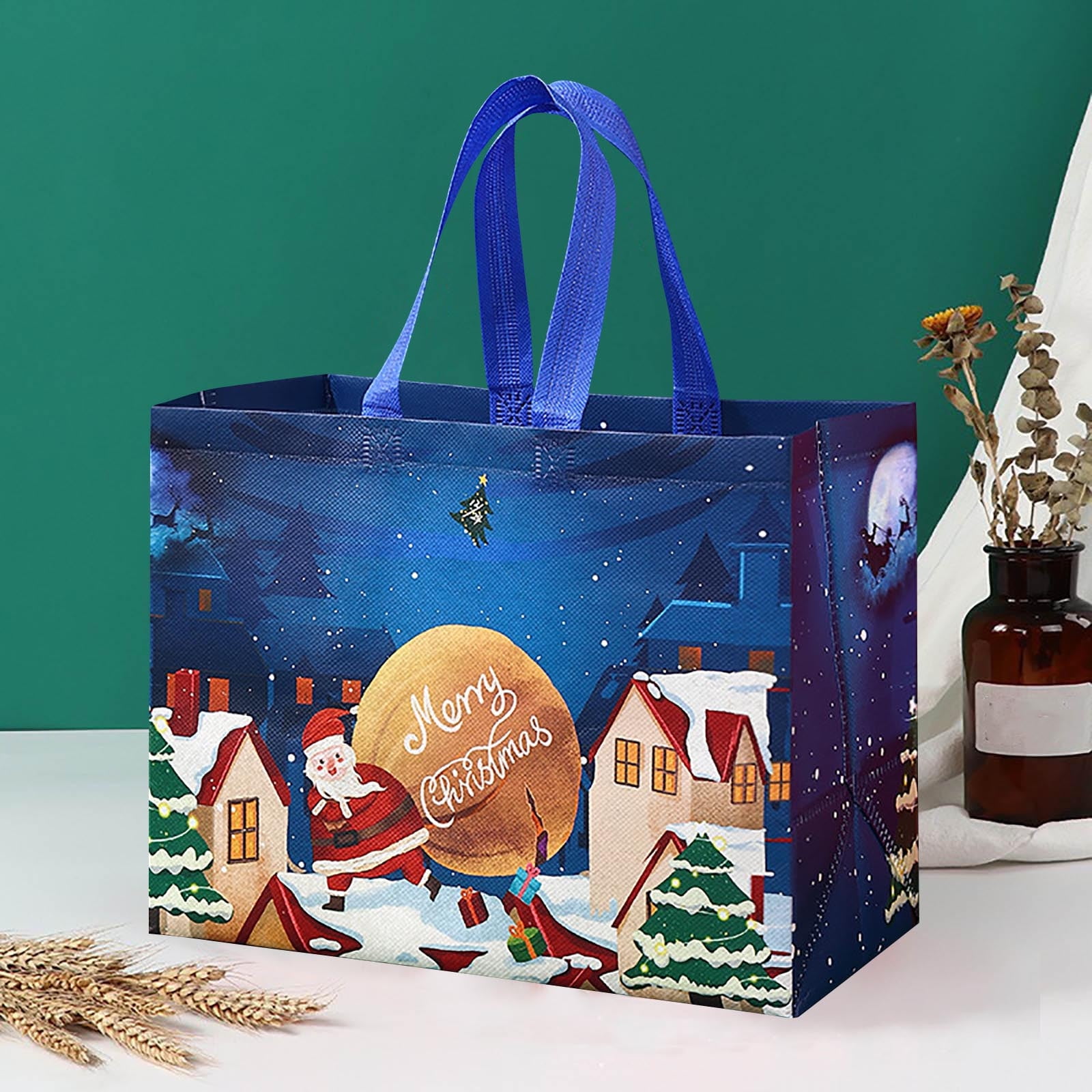 8 Sacs Fourre-tout Réutilisables De Noël En Non-tissé - Pour Courses, Cadeaux, Décoration (lot De 8)