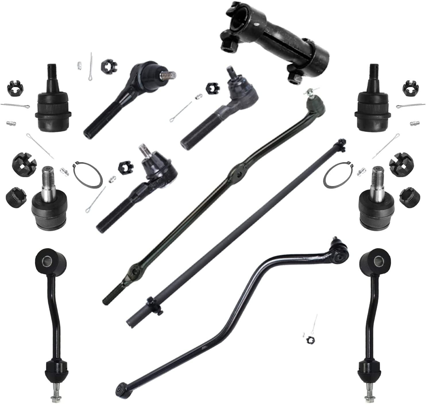 Tie Rods Adjusting Sleeves Drag Link Ball Joints Sway Links 12pc Kit for Jeep