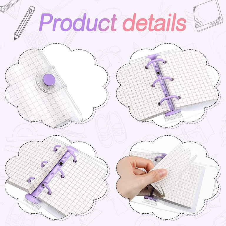 Creative Cute Transparent 3 Ring Mini Loose-leaf Hand Book Student Portable Notebook Ring Binder Kawaii School Supplies