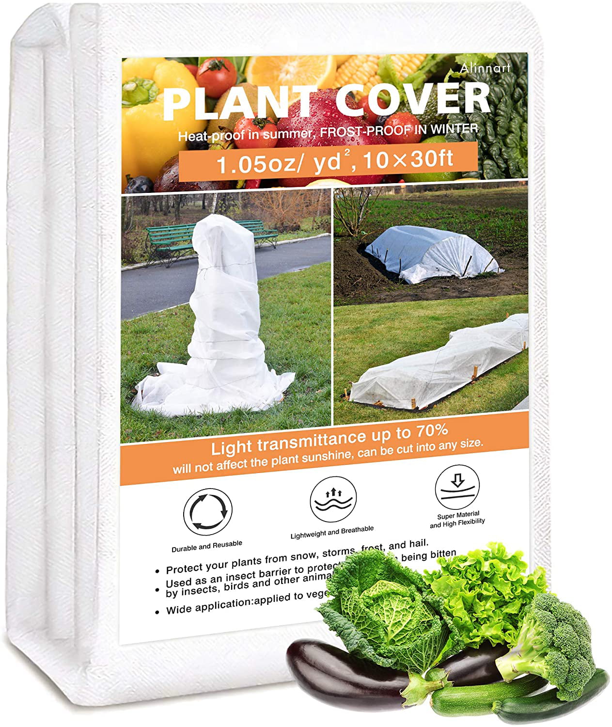 0.9oz 10Ft x 30Ft Reusable Floating Row Cover SUNPRO Plant Covers Freeze Protection Plant Blankets for Cold Weather