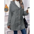 thumbnail image 4 of Womens Winter Fleece Hooded Jackets Graphic Fuzzy Warm Coat Cardigan Jacket Side Split Fall Outerwear Gray XXL, 4 of 9