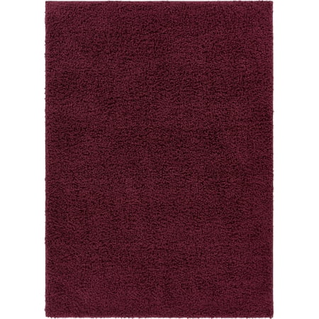 Plum Coloured Rugs Well Woven Soft Fluffy Non-Skid/Slip Rubber Back Antibacterial Shag Rug 6x9 (6'7