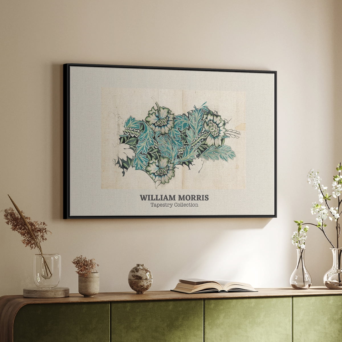 Vintage Abstract Print-XXXIX Framed in Black Wood Gallery Wrapped Canvas 27 in. x 41 in.