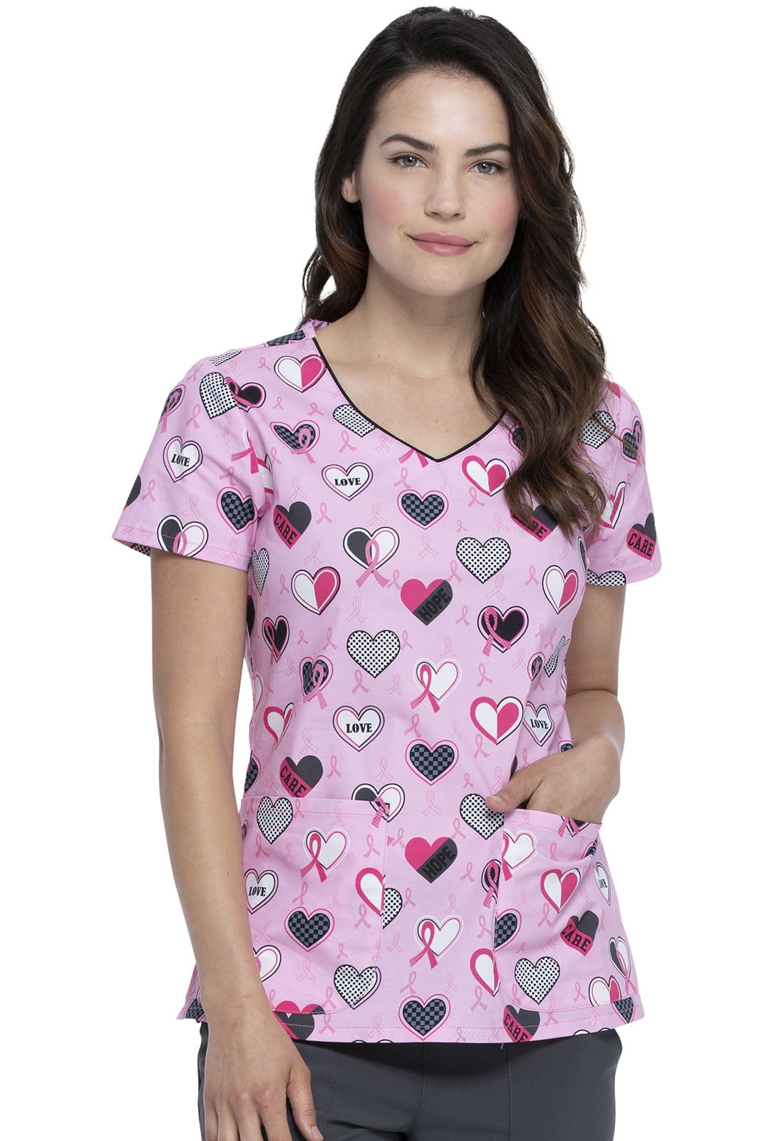 Dickies EDS Women Scrubs Top, VNeck, DK700, L, Actively Care