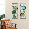 thumbnail image 4 of LuxenHome Metal Wall Art, 36" Abstract Geometrical Metal Art Wall Decor, 2 Pieces Green Minimalist Décor Living Room with Frame, Wall Hanging for Home Living Room Bedroom Decoration, 4 of 17