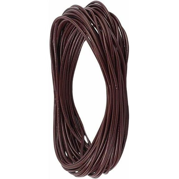10.94 Yards 1MM Round Cowhide Genuine Leather Cord for Jewelry Making Chocolate Real Leather String Lace Cording Rope Braiding Strip Thread for Crafting Necklace Bracelets Wraps Beading Saddle Brown