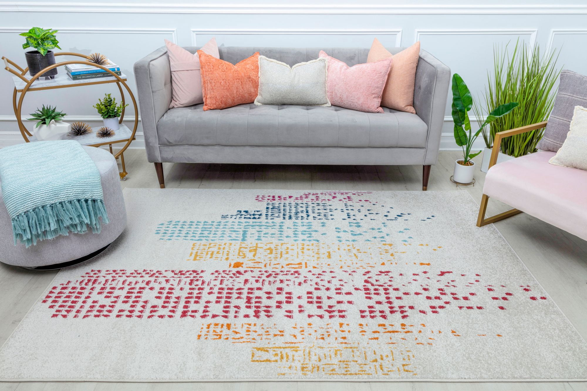 Mason Brooks Azure AZ80A Polychrome Geometric Contemporary Ivory Area Rug, 8'3" X 10'0"