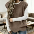 thumbnail image 2 of Knit Vest Oversized Round Neck Pullover Sleeveless Lightweight Layering Piece For Women Autumn Winter Casual Wear, 2 of 5