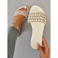 thumbnail image 1 of Women Rhinestone & Faux Pearl Decor Slide Sandals, Fashion Summer Flat Sandals, 1 of 4