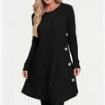 thumbnail image 5 of Lmueinov Womens Sweater Dress Long Sleeve Ribbed Knit Tunic Dress Crew Neck Mini Dress with Pockets Buttons Stretchy Casual Fall Tops for Leggings, 5 of 8