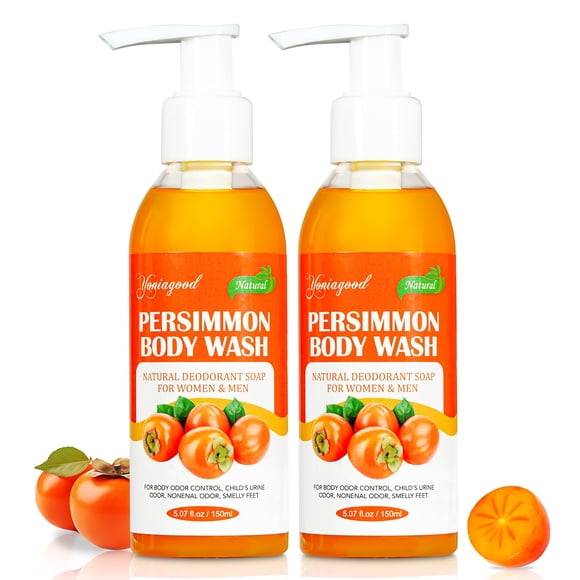 yoniagood 2 unidades de gel de baño de caqui para un fuerte control de olores, barra de jabón de caqui natural, removedor de olores para personas mayores, desodorante para pies malolientes, eliminador