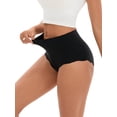 thumbnail image 4 of INSPIRE CHIC Women's High-Waisted Full-Coverage Underwear Wave Trim No Trace Briefs XS Black, 4 of 4