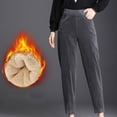 thumbnail image 2 of Women's Winter Thick Warm Corduroy Pants Comfy High Elastic Waist Sherpa Fleece Lined Pockets Tapered Pants Trousers, 2 of 5