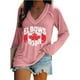 thumbnail image 1 of MHFRRA Camiseta Informal de Manga Larga con Cuello En V y Estampado Canadiense para Mujer Rosa, 1 of 4