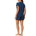 thumbnail image 3 of INSPIRE CHIC Women's Pajama Sets Short Sleeves Tops with Shorts Pockets Soft Ruffle Lounge Outfits Sets L Blue, 3 of 6