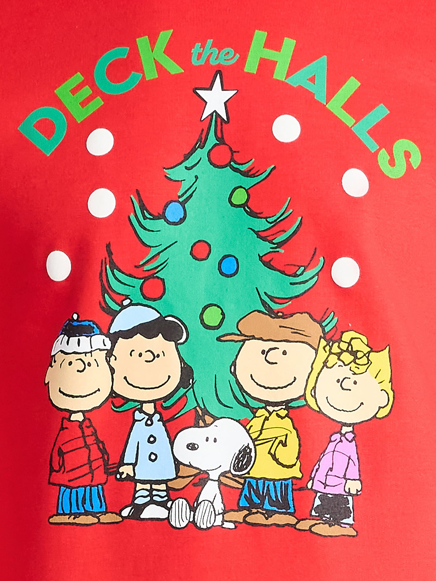 Peanuts Deck the Halls Men's and Big Men's Holiday Graphic Fleece Sweatshirt, Sizes S-3XL