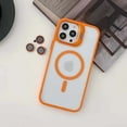 thumbnail image 3 of for iPhone 16 Magnetic Phone Case, Compatible with MagSafe, Military-Grade Protective Case, With Lens Flim, Built-in Stash Camera Stand Phone Case, Scratch-Resistant Back Cover,Orange, 3 of 8