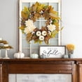 thumbnail image 5 of Fall Wreath Artificial Maple Leaf & White Pumpkin Garland- Harvest Thanksgiving Door Hanging with Berry and Twig Vine, Patio Decor-17.7inches, 5 of 6