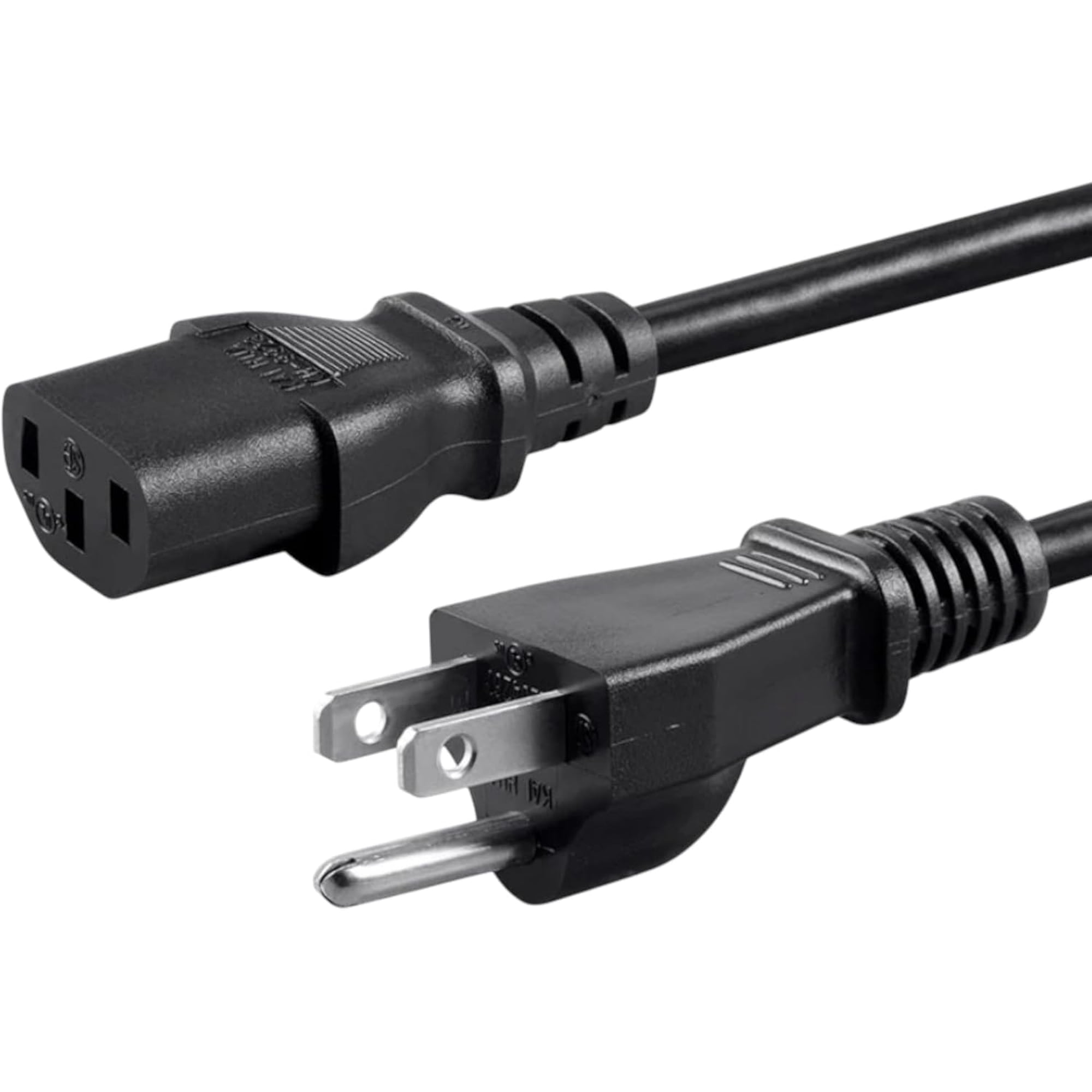 Standard 10ft (3m) 3-Prong AC Power Cord Cable – Compatible with Electronics, TV, Computer, Monitor, Printer, Samsung, Dell, LG, Vizio, Asus, Laptop & More – 10A 250V, Black