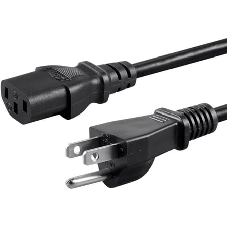 Standard 10ft (3m) 3-Prong AC Power Cord Cable – Compatible with Electronics, TV, Computer, Monitor, Printer, Samsung, Dell, LG, Vizio, Asus, Laptop & More – 10A 250V, Black
