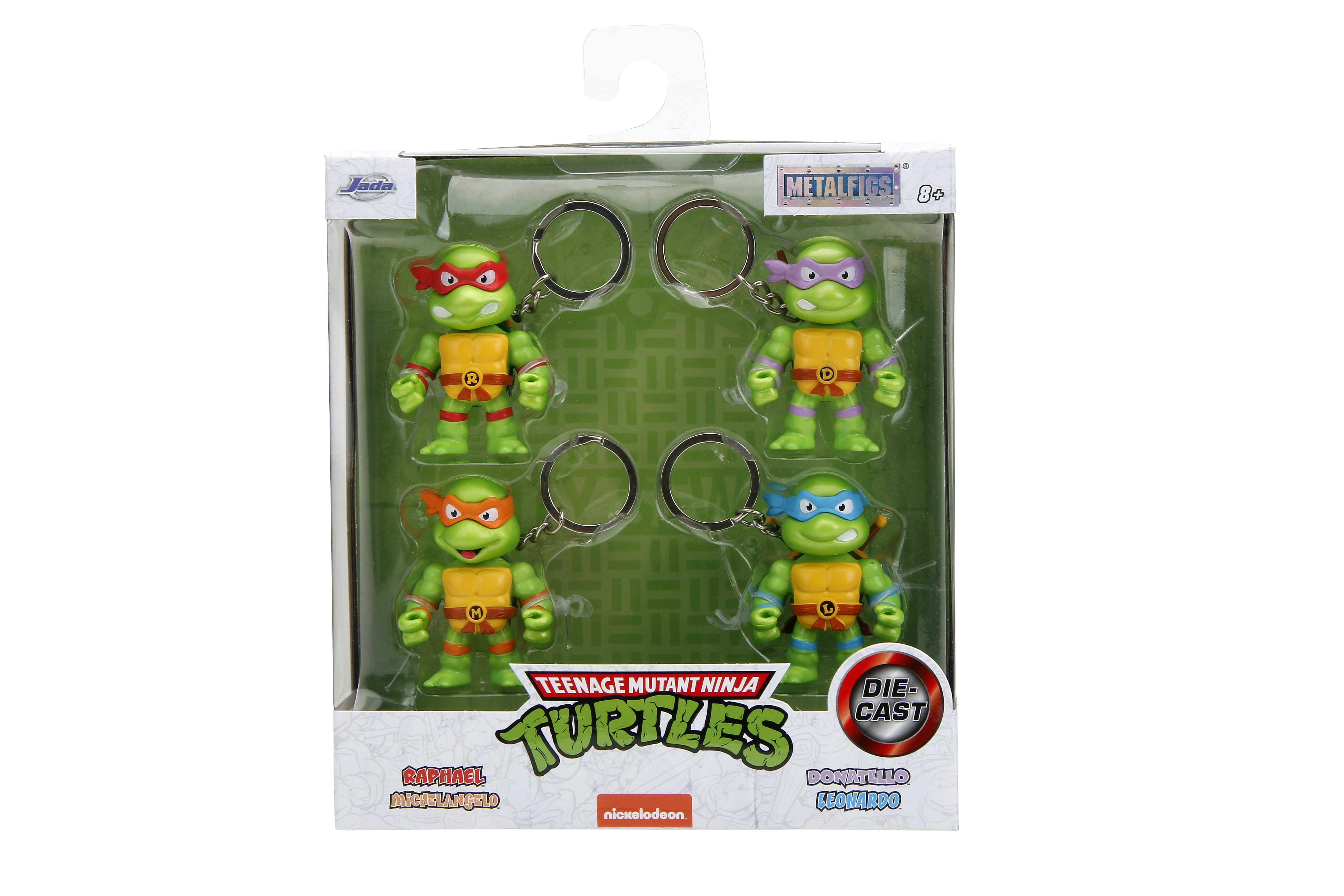 Jada Toys Metalfigs- Teenage Mutant Ninja Turtles 2.5" Die-Cast Figures 4-Pack - Collectible Figures with Keychain - Gift for Kids and Adults