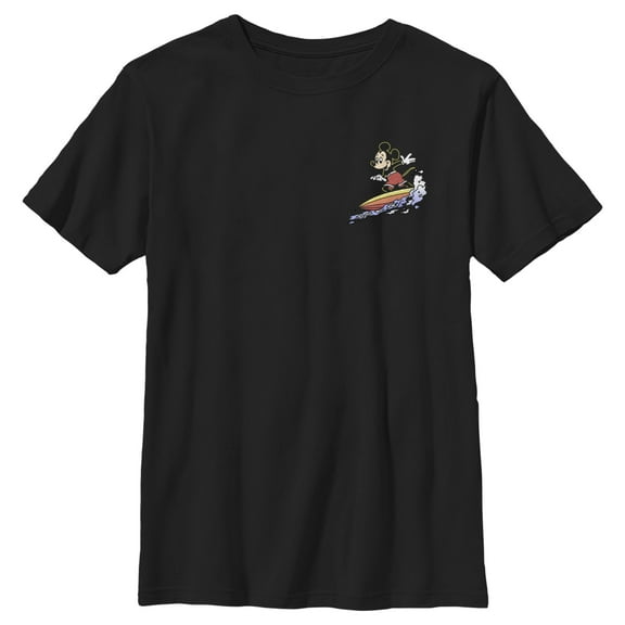 Boy's Mickey & Friends Mickey Mouse Pocket Surfer Graphic Tee Black Small