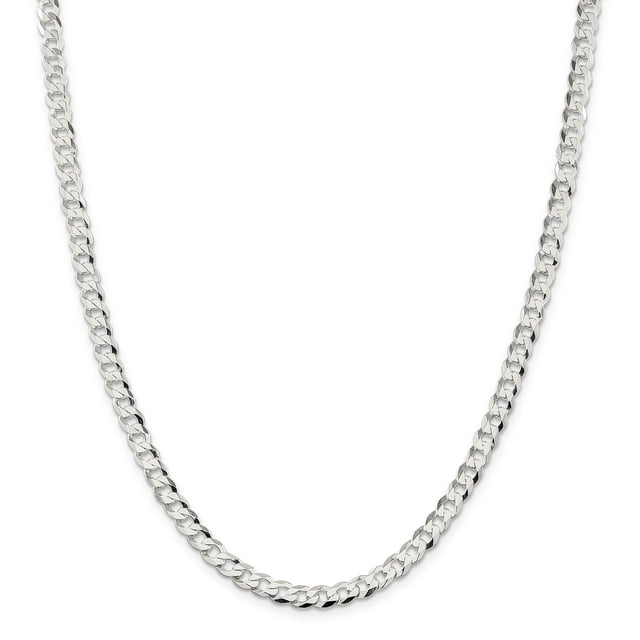 925 Sterling Silver 5.75mm Close Link Flat Curb Chain 22 Inch