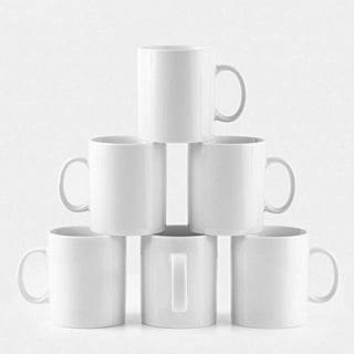 Smilatte 16 oz Porcelain Coffee Mugs, Classic Blank Ceramic Cup with Large Handle for Tea Latte Cappuccino, Set of 4, White