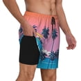 thumbnail image 3 of Picia Beach with Palm Trees pattern Mens Swim Trunks with Compression Liner Stretch Beach Shorts Quick Dry with Zipper Pockets No-Chafing Board Shorts-Small, 3 of 9