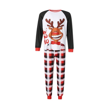 

Sunisery Christmas Parent-child Pajamas Long Sleeve Round Collar Sleepwear