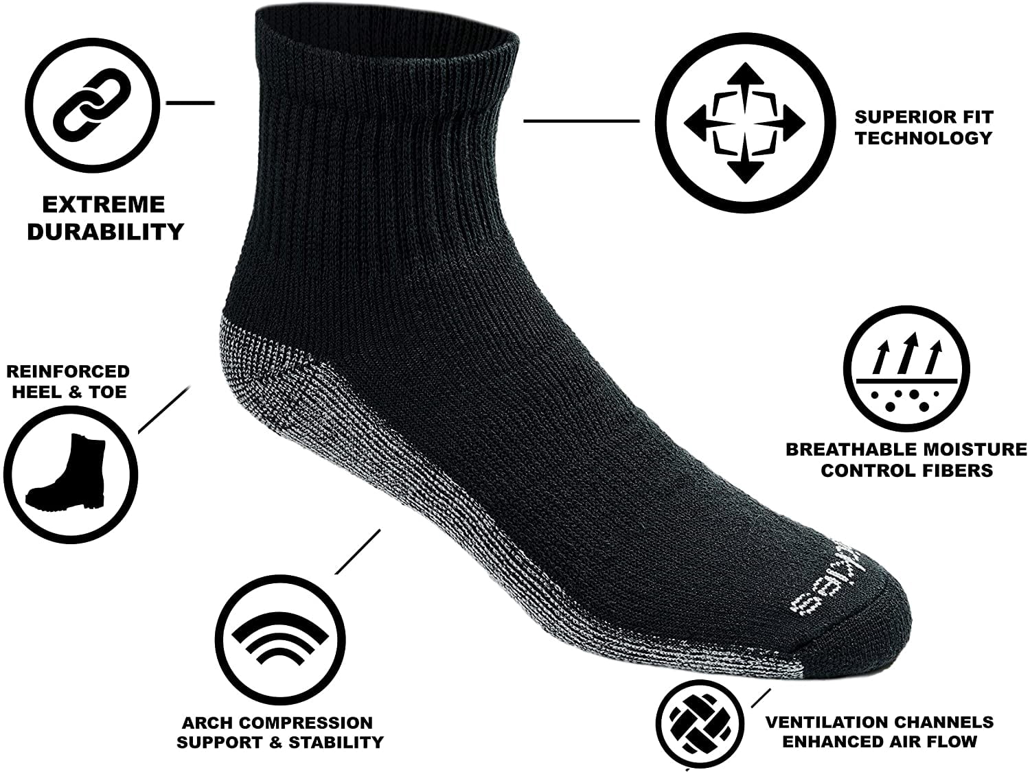 Dickies Men's 6pk Dri-Tech Ankle Socks - White (11740, Large)