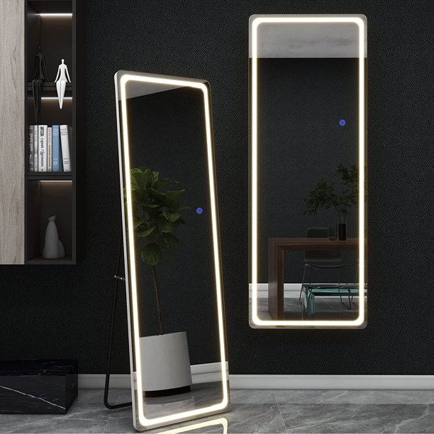 PexFix Full Length Mirror with LED Lights, 63" x 16" LED Free Standing