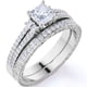 thumbnail image 1 of JeenMata Impresionante Anillo de Compromiso de Doble Banda Vintage con Moissanita de Corte Princesa de 1,75 Uds Pavé, Conjunto Nupcial, Oro Blanco de 10 K, 1 of 6