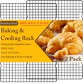 thumbnail image 1 of 2PCS Cooling Racks for Cooking and Baking -11.65''x16.85''Heavy Duty Stainless Steel Wire Rack for Baking, Grilling, Roasting - Oven & Dishwasher Safe - Fits Half Sheet Pan（Black）, 1 of 7