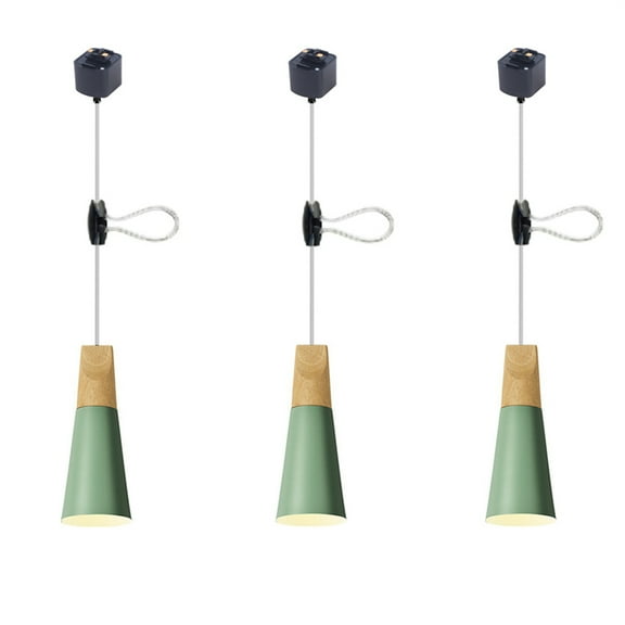 JLOWCO Adjustable H Track Pendant Lighting 3 Pack Living Room Modern Pendant Led Lighting Fixtures Ceiling Living Room Lighting Green (LED Bulb Include)