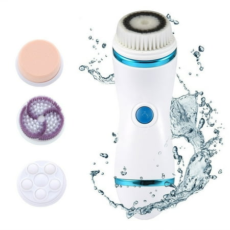 Deep Cleansing Brush Electric Facial Cleansing Brush with 4 Brush Heads, Waterproof Face Body Instrument Brush Set with Storage Case, Suitable for Deep Pore Cleansing Exfoliating, Remove Blackhead Acne ()