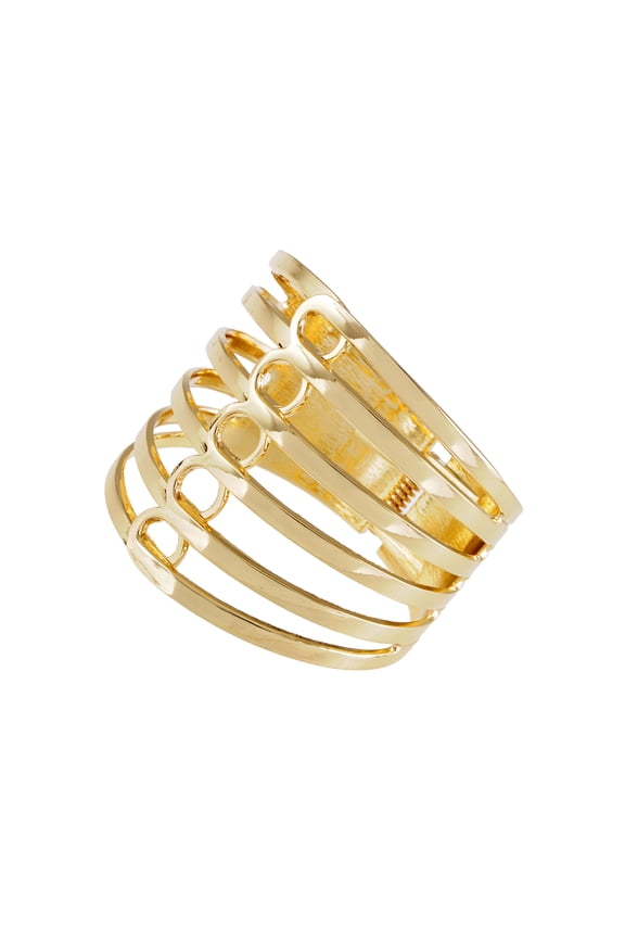 Golden Tone Chic Large Cage Like Roman Cuff Fashion Bracelet