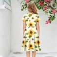 thumbnail image 5 of Abcomgle Girls Summer Dresses Size 7-8 Casual A-Line Short Sleeve Midi Dress Sunflower Print Pleated Crew Neck Swing Sundresses with Pockets for 4-14t Kids, 5 of 5
