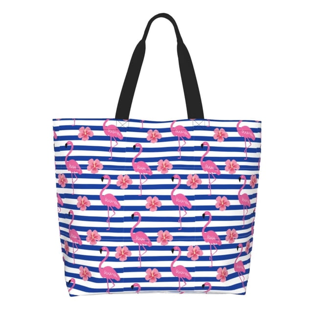 Disketp Pink Flamingo Bolsa Tote Estampada para Mujer, Bolso de Hombro y de Mano para Compras y Viajes