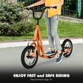 thumbnail image 4 of Gymax Kick Scooter Carbon Steel Frame W/12'' Air Filled Wheel Youth Kids Orange, 4 of 10