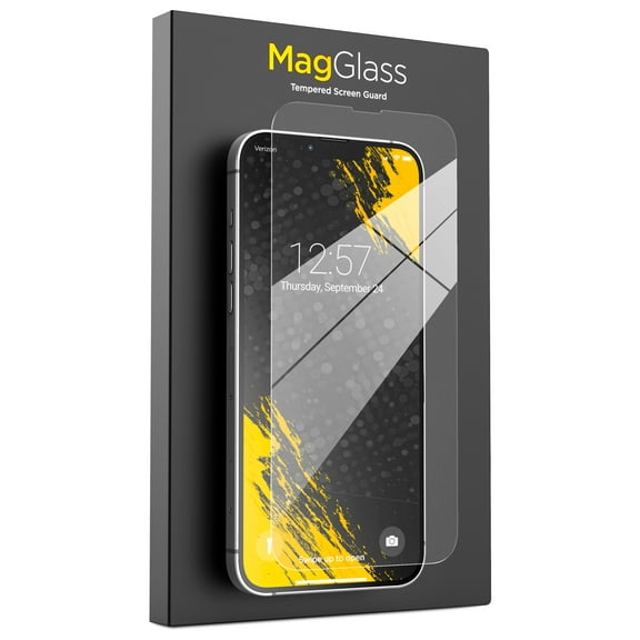 MagGlass (2 Pack) with Applicator, Designed for iPhone 14 Screen Protector, Full-coverage / Scratch-resistant (9-ohm) High Clarity Tempered Glass Display Guard (Case Compatible)